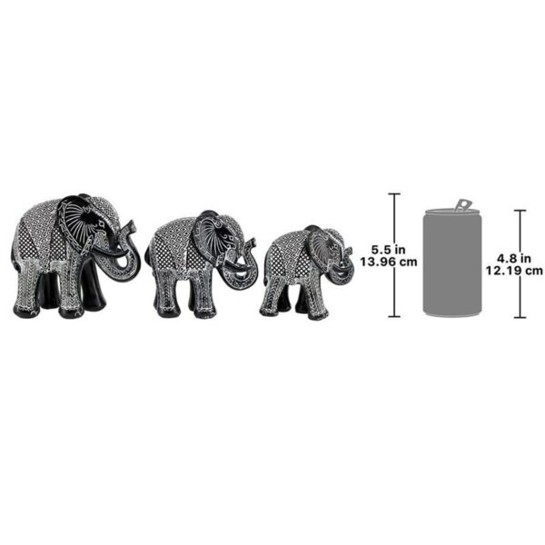 Design Toscano QL900152 5 Inch Elephants, Set of 3 - Black and White