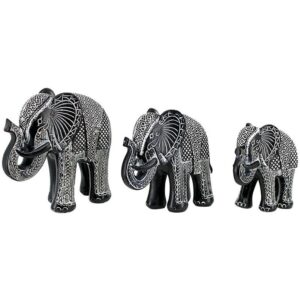 Design Toscano QL900152 5 Inch Elephants, Set of 3 - Black and White