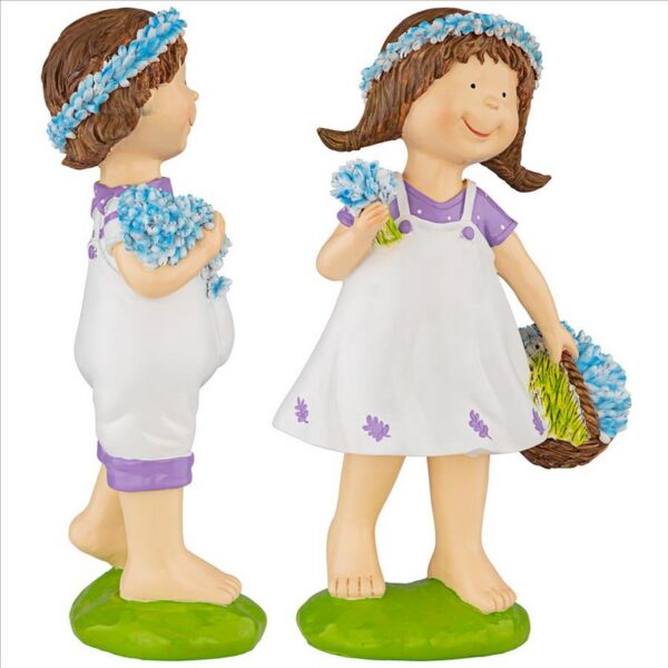 Design Toscano QL9215174 7 Inch Bluebonnet Twins Children Statues Set