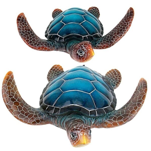 Design Toscano QL95958 14 Inch Sea Turtle Statues, Set of 2 - Blue