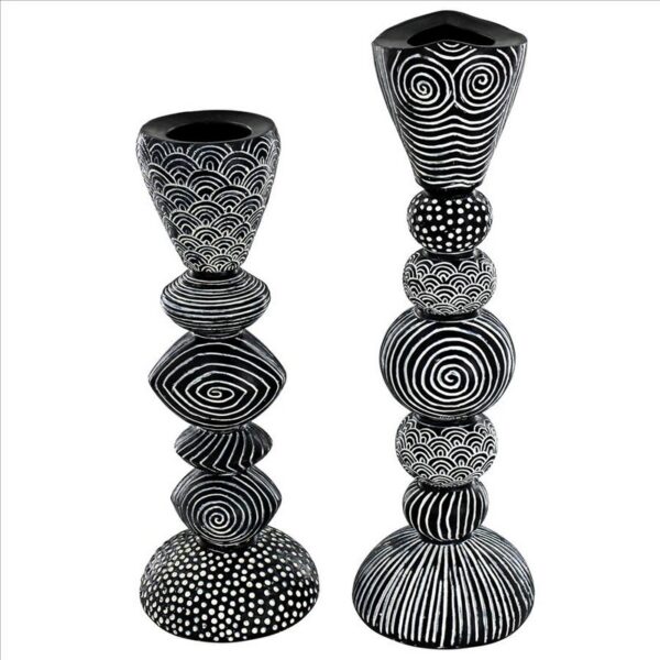 Design Toscano QL9655 3 1/2 Inch Tribal Funk Contemporary Candle Holder Set