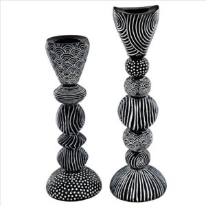 Design Toscano QL9655 3 1/2 Inch Tribal Funk Contemporary Candle Holder Set