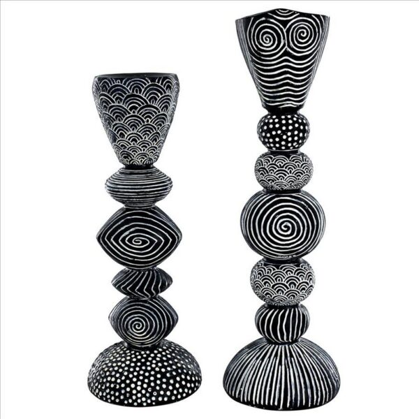 Design Toscano QL9655 3 1/2 Inch Tribal Funk Contemporary Candle Holder Set