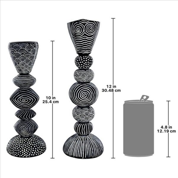 Design Toscano QL9655 3 1/2 Inch Tribal Funk Contemporary Candle Holder Set