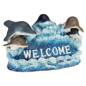 Design Toscano QM13001 12 1/2 Inch Dolphin Welcome Sign