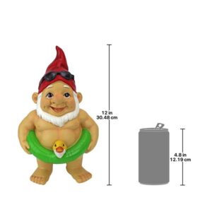 Design Toscano QM16035 7 1/2 Inch Pool Party Pete Naked Gnome Statue