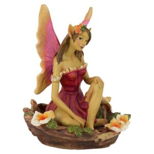 Design Toscano QM175892 7 Inch Fairy of Acorn Hollow Statue - Red