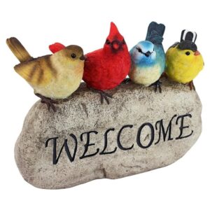 Design Toscano QM21001 12 Inch Birdy Welcome Garden Stone, Large