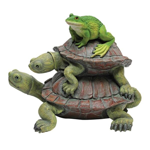 Design Toscano QM221531 8 Inch Two Turtles Stacked with Frog