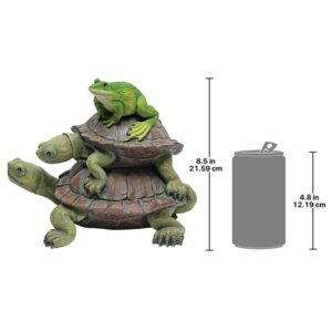 Design Toscano QM221531 8 Inch Two Turtles Stacked with Frog