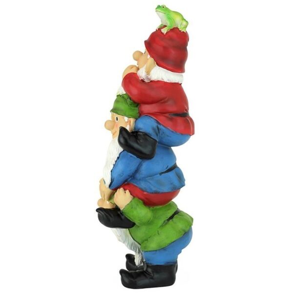 Design Toscano QM2360300 6 Inch Tower of Three Gnomes and Frog Statue