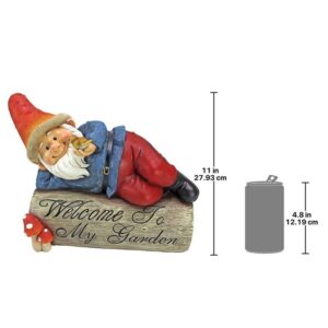 Design Toscano QM2746900 13 1/2 Inch Gideon the Garden Gnome Welcome Sign