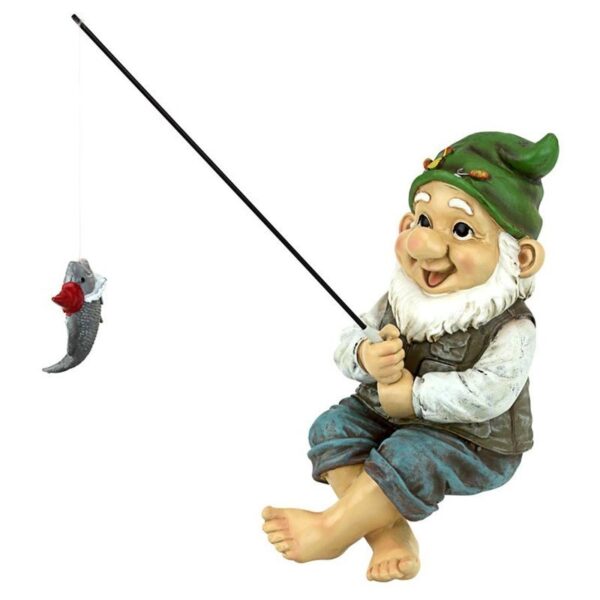 Design Toscano QM2806500 4 Inch Ziggy the Fishing Gnome Sitter Statue