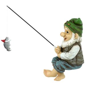 Design Toscano QM2806500 4 Inch Ziggy the Fishing Gnome Sitter Statue