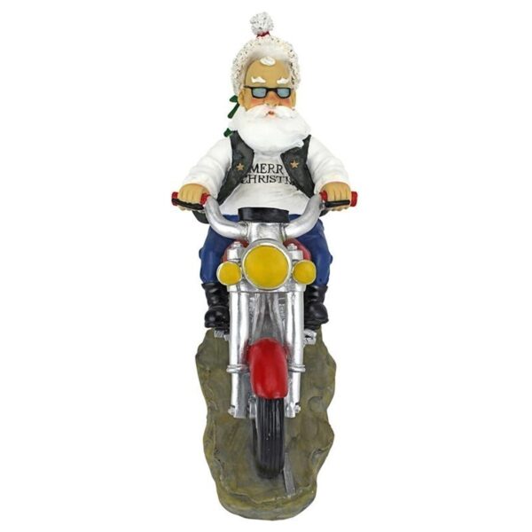 Design Toscano QM2821700 12 1/2 Inch Father Christmas Santa Biker Statue