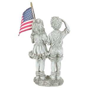 Design Toscano QM7512030 8 Inch Patriotic Flag Children Statue