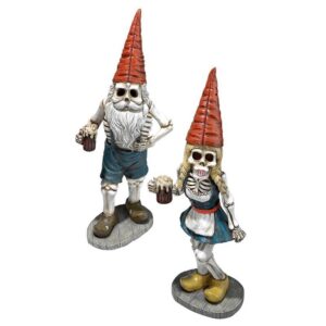 Design Toscano QM914019 7 Inch Oktoberfest Skeleton Gnomes, Set of 2