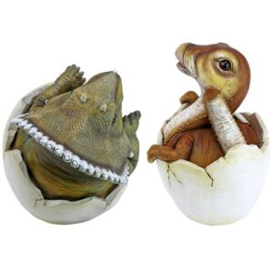 Design Toscano QM92728100 Baby Triceratops and Raptor Eggs, Set of 2