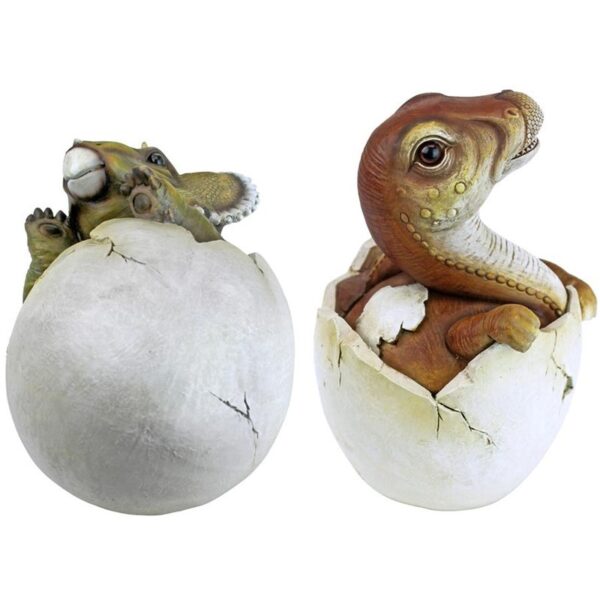 Design Toscano QM92728100 Baby Triceratops and Raptor Eggs, Set of 2