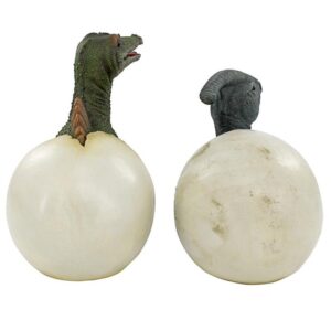 Design Toscano QM9282470 13 Inch Parasaurolophus and Spinosaurus Eggs, Set of 2