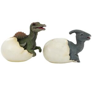 Design Toscano QM9282470 13 Inch Parasaurolophus and Spinosaurus Eggs, Set of 2