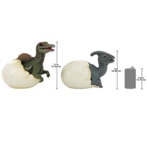 Design Toscano QM9282470 13 Inch Parasaurolophus and Spinosaurus Eggs, Set of 2