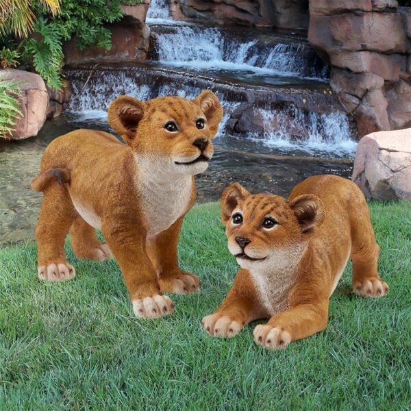 Design Toscano QM9287 8 Inch Lion Cubs of the Sahara, Set of 2