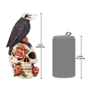 Design Toscano QS24063 3 1/2 Inch Raven and Roses Skull Statue