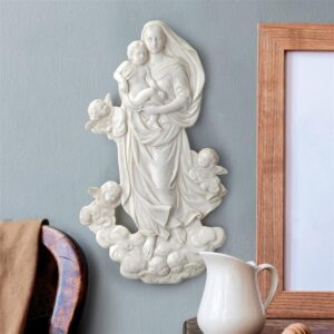 Design Toscano QS274701 10 Inch Mary with Cherubs Wall Sculpture