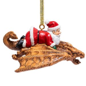 Design Toscano QS29844 3 1/2 Inch Santa and The Snowdragon 2020 Holiday Gothic Ornament