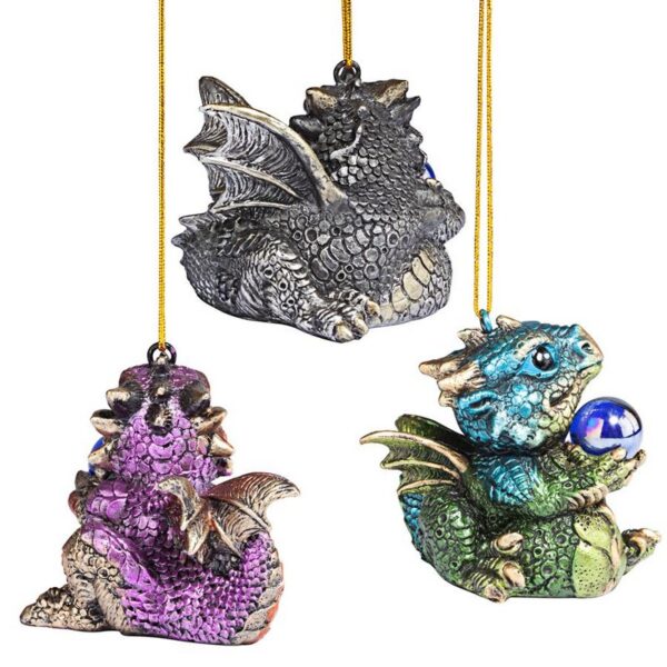 Design Toscano QS93484 2 Inch Three Dragon Virtues Gothic Ornament Set