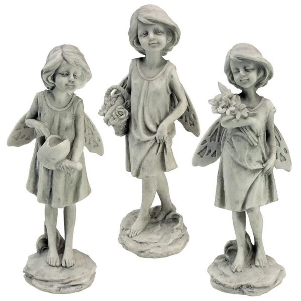 Design Toscano SH99403614 4 Inch Rose Garden Fairy Statues, Set of 3