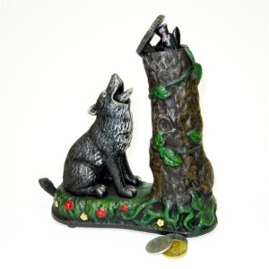 Design Toscano SP1475 8 Inch Wolf and Squirrel Bank