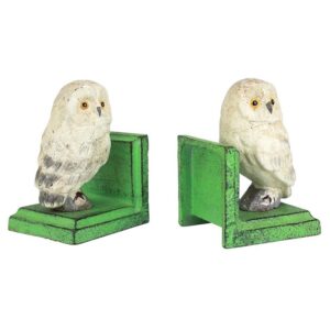 Design Toscano SP2819 3 1/2 Inch Wise Snowy Owl Cast Iron Bookend Set