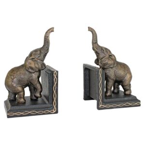 Design Toscano SP2869 3 1/2 Inch Triumphant Elephants Iron Bookend Set