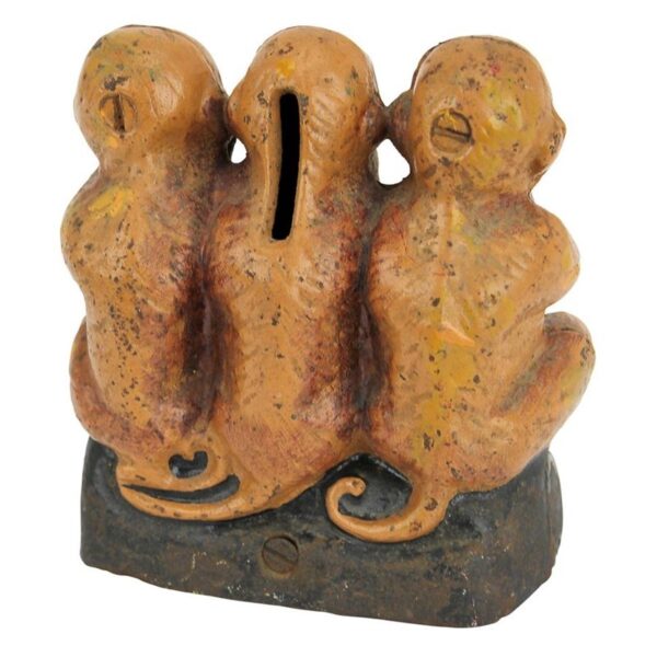 Design Toscano SP58 4 1/2 Inch Speak See Hear No Evil Monkeys Bank