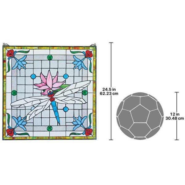 Design Toscano TF26314 24 Inch Dragonfly Pond Stained Glass Window