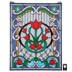 Design Toscano TF26318 19 1/2 Inch Tulip Treasure Stained Glass Window