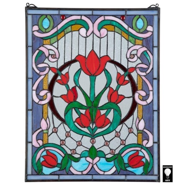 Design Toscano TF26318 19 1/2 Inch Tulip Treasure Stained Glass Window