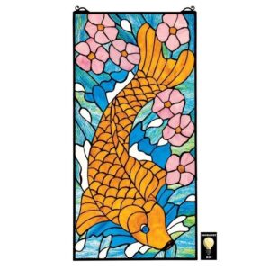 Design Toscano TF27033 14 Inch Asian Koi Stained Glass Window