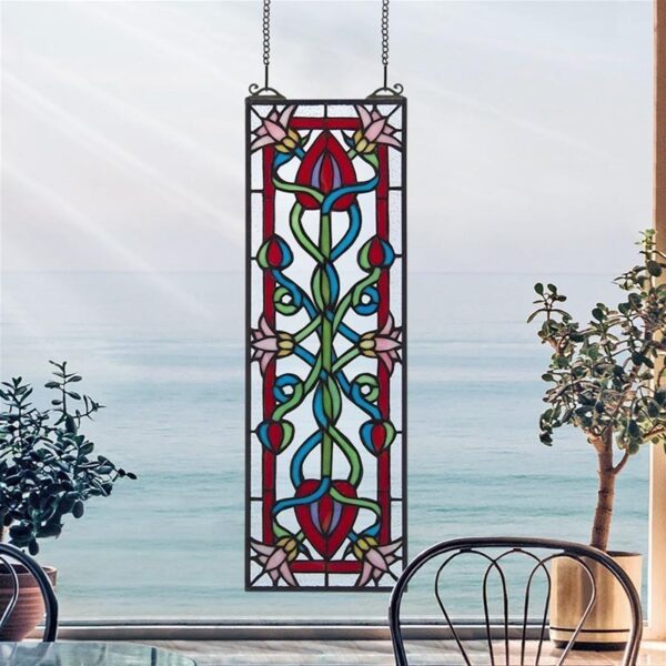 Design Toscano TF28018 7 Inch Pink Dahlia Stained Glass Window