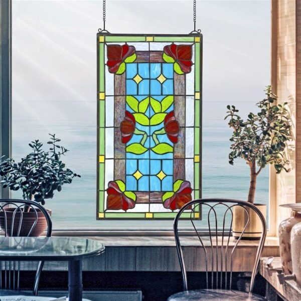 Design Toscano TF805 13 1/2 Inch Anemone Stained Glass Window