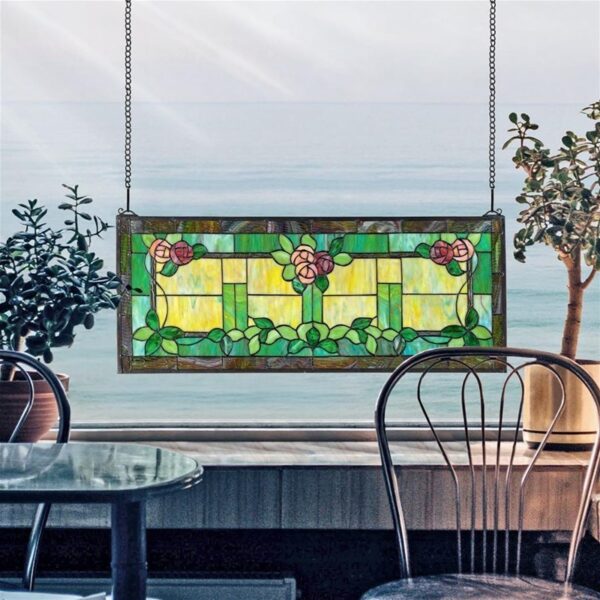 Design Toscano TF809 31 Inch Rose Trellis Stained Glass Window