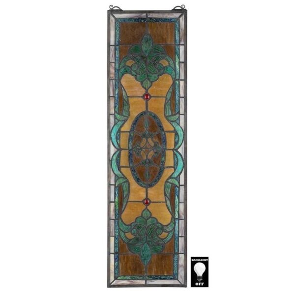 Design Toscano TF811 9 1/2 Inch Vertical Stained Glass Window - Colbert Red and Green