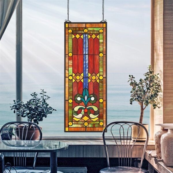 Design Toscano TF814 11 Inch Lamour Blue Stained Glass Window