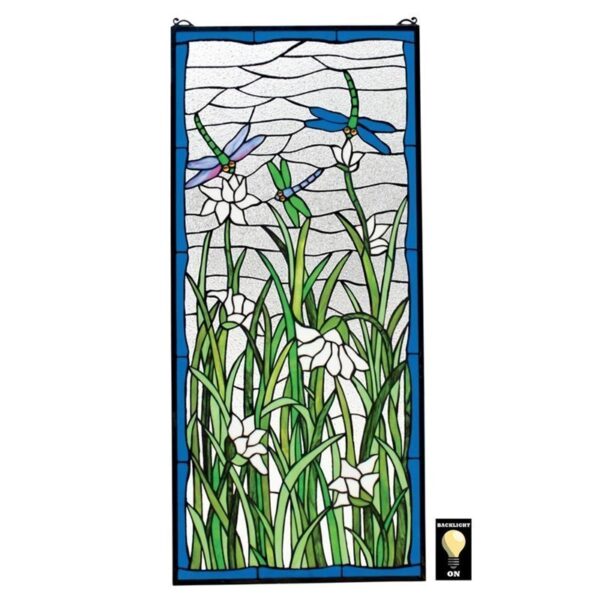 Design Toscano TF9598 18 Inch Dragonflies Dance Stained Glass Window