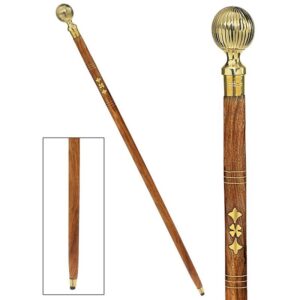 Design Toscano TV6196 2 Inch Fluted Sphere Walking Stick - Brass