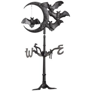 Design Toscano WH60121 12 Inch Crescent Moon and Bats Rooftop Weathervane