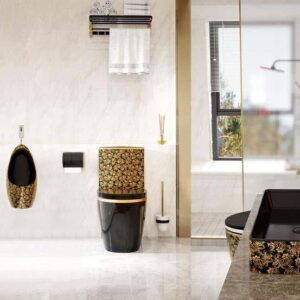 One-Piece Elongated Toilet Black And Gold