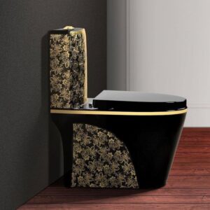 One-Piece Elongated Toilet Black And Gold